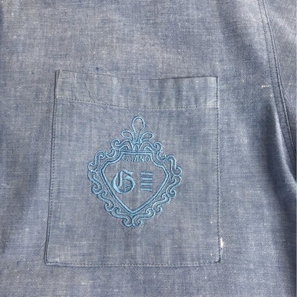 Vintage Gitano Chambray Denim Long Sleeve Button Front Shirt Womens Size Large - Picture 5 of 13